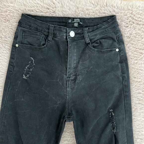 Missguided Black Sinner High Waisted Authentic Ripped Skinny Jeans - Picture 2 of 5